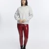 Kadife True Self Love Desenli Gri Melanj Yumuşak Dokulu Regular Fit Bisiklet Yaka Kadın Sweatshirt