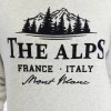 Kadife The Alps Desenli Gri Melanj Yumuşak Dokulu Regular Fit Bisiklet Yaka Kadın Sweatshirt
