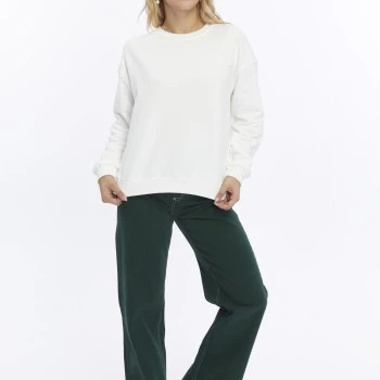 Kadife True Self Love Desenli Ekru Yumuşak Dokulu Regular Fit Bisiklet Yaka Kadın Sweatshirt