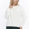Kadife True Self Love Desenli Ekru Yumuşak Dokulu Regular Fit Bisiklet Yaka Kadın Sweatshirt