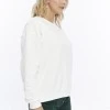 Kadife True Self Love Desenli Ekru Yumuşak Dokulu Regular Fit Bisiklet Yaka Kadın Sweatshirt