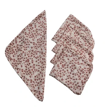 5 Adet Pembe Leopar Desen Müslin Bebek Ağız Bezi