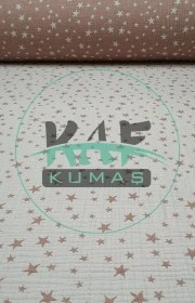 Desenli Dört Katlı Bürümcük Pamuk Müslin Kumaş | Pembe Yıldızlar