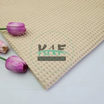 Waffle Pike Kumaş | 100% Pamuk | W-55 Sıcak Kum Beji