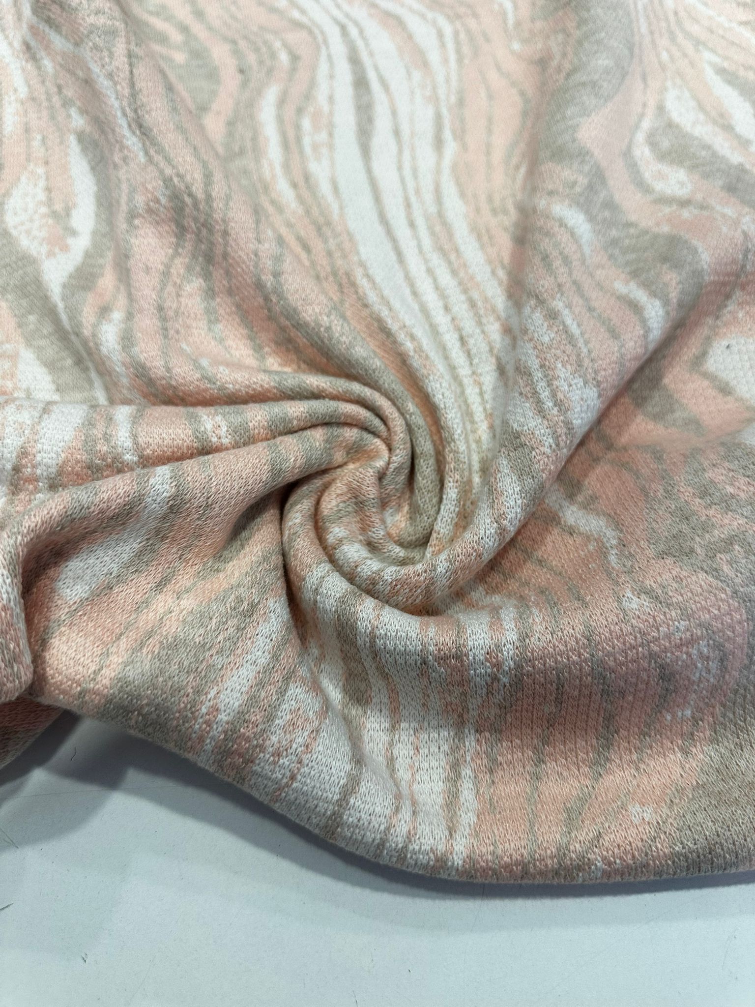Jakarlı Parça Kumaş  | Pudra-Beyaz | Parça:160*50 cm