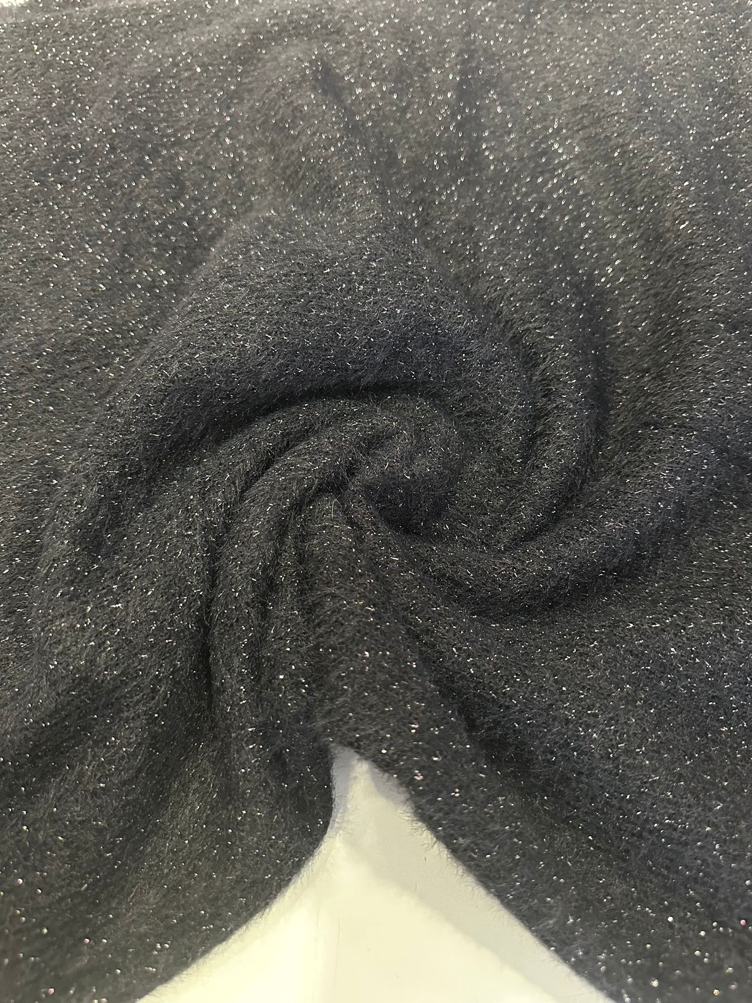 Jakarlı Simli Parça Kumaş | Siyah  |  Parça:140*50 cm