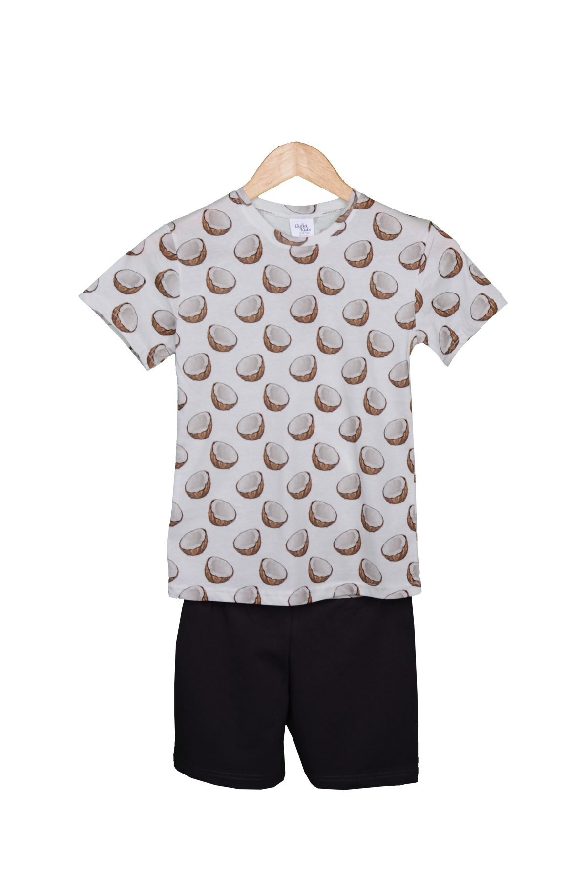 Coconat Desenli Pamuklu Tişört ve Şortlu Çocuk Takım  | Unisex Kalıp