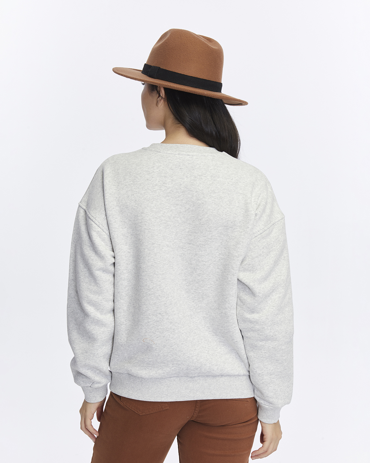 Kadife Be Yourself Desenli Gri Melanj Yumuşak Dokulu Regular Fit Bisiklet Yaka Kadın Sweatshirt
