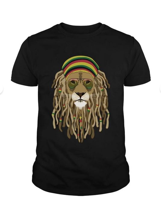 Hippi Aslan Baskılı Siyah T-Shirt | Uniseks