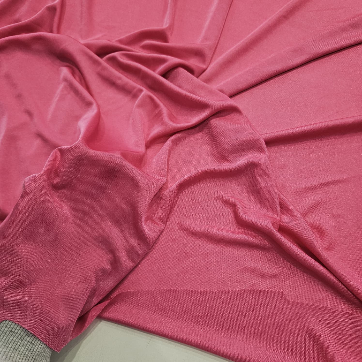 Likralı Polyester Pembe İnterlok Kumaş | D-01