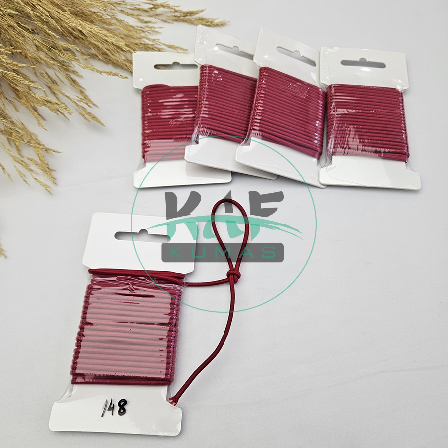 3 mm Yuvarlak Yumuşak Lastik İp 5 mt | Bel Paça Don Lastiği | Aksesuar Lastiği Koyu Kırmızı_148