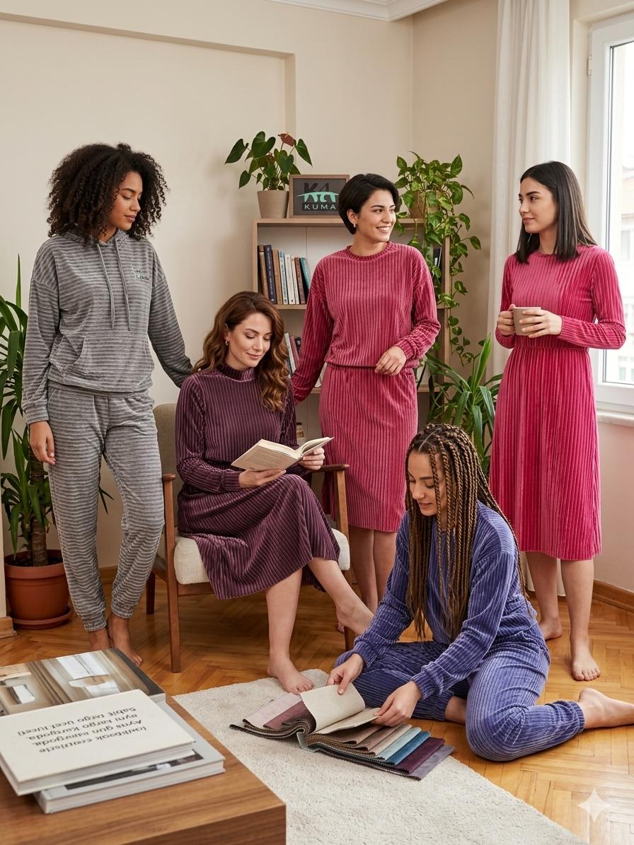 Fitilli Kadife Kumaş | Mürdüm Pembe
