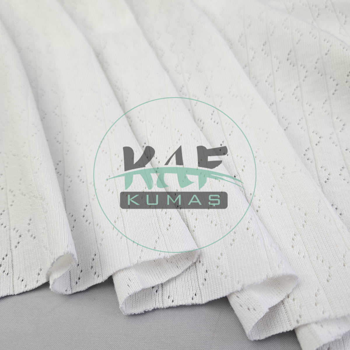 Ekru Delikli Pointelle Ribana Kumaş | 100% Pamuk | Model-8
