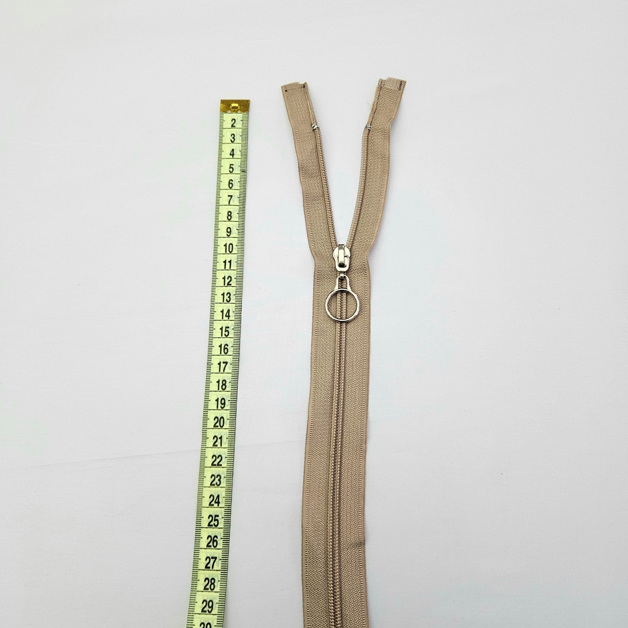Yuvarlak Halka Fermuar | Mont-Çanta Fermuarı Uzunluk: 47 cm Koyu Bej