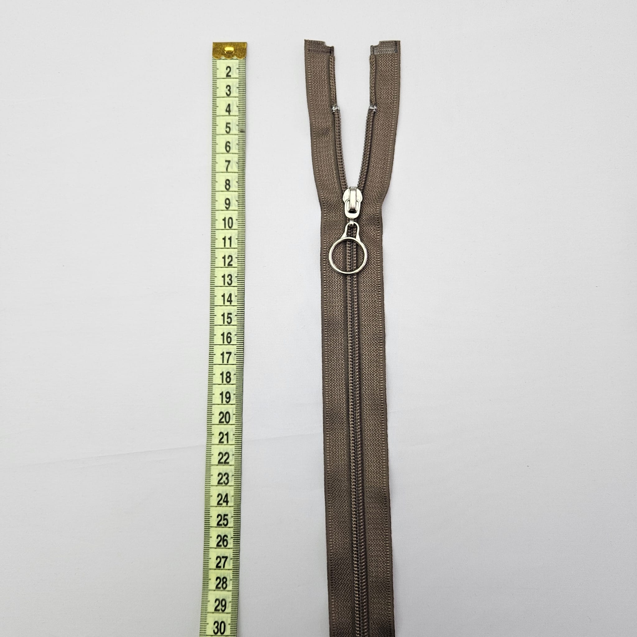 Yuvarlak Halka Fermuar | Mont-Çanta Fermuarı Uzunluk: 47 cm Vizon