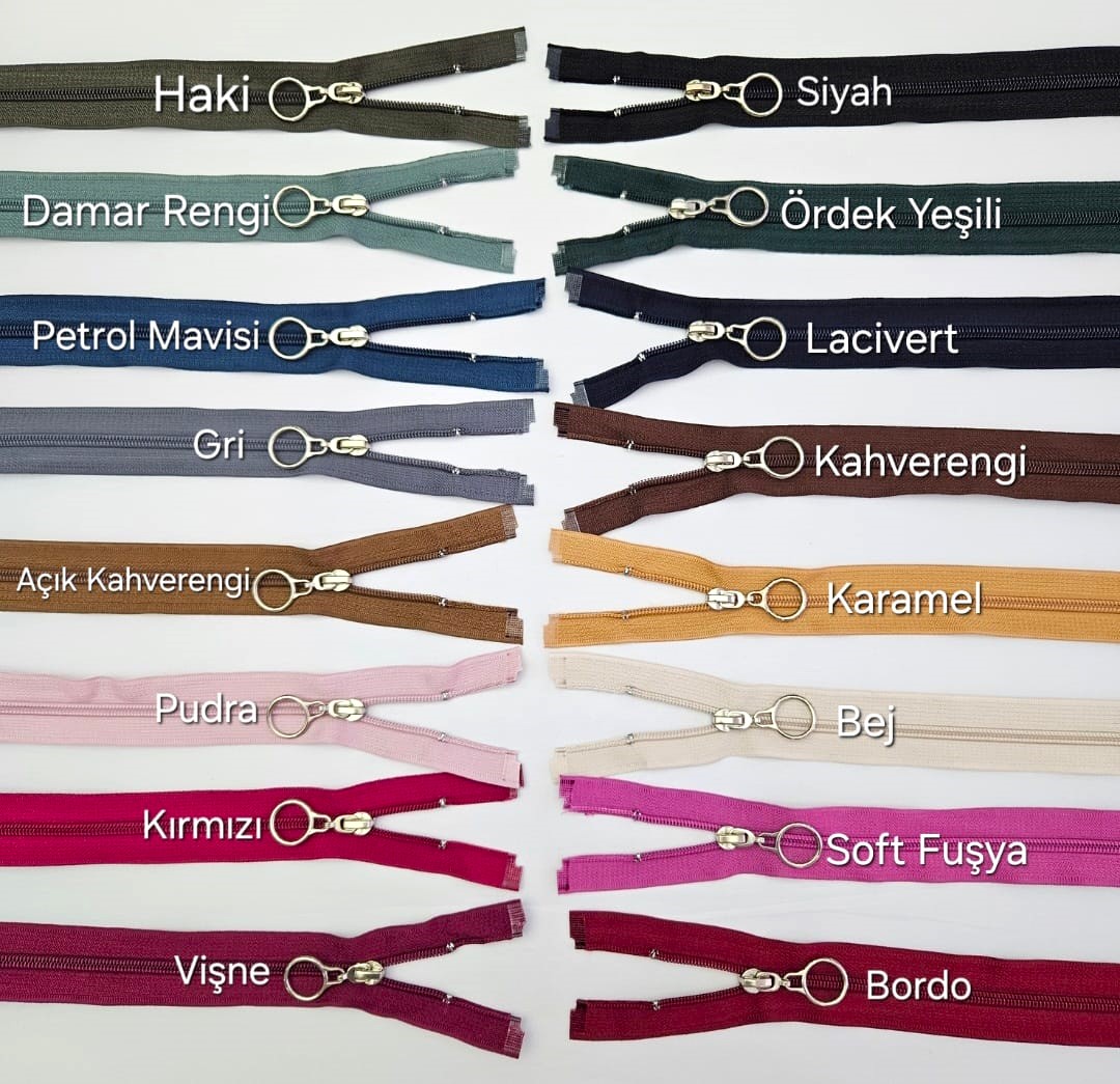 Yuvarlak Halka Fermuar | Mont-Çanta Fermuarı Uzunluk: 47 cm Bej