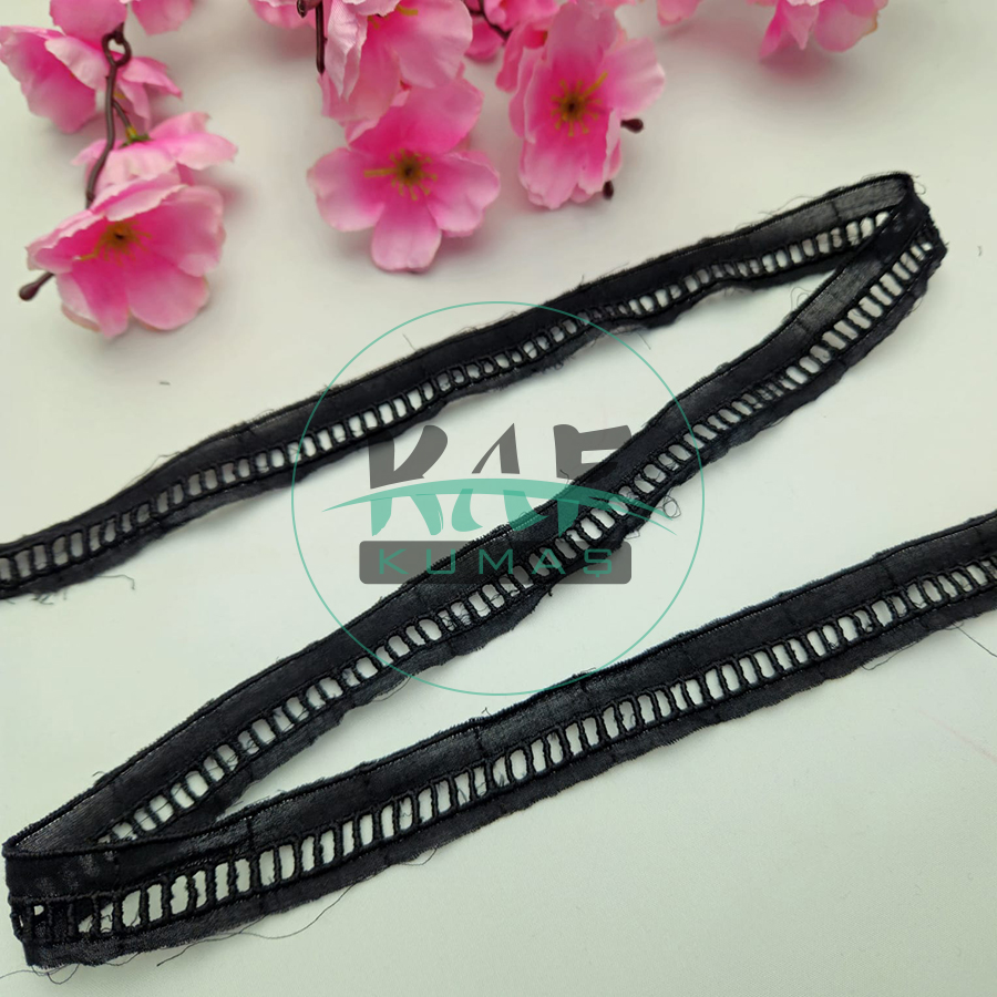 Kolber Ara Dantel Güpür 6 Metre Uzunluk | 2 cm Genişlik | Siyah | El İşi & Tekstil Süsleme Aksesuarı