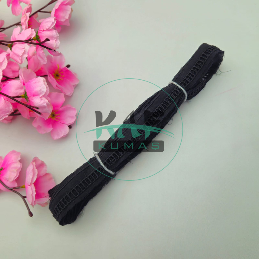 Kolber Ara Dantel Güpür 6 Metre Uzunluk | 2 cm Genişlik | Siyah | El İşi & Tekstil Süsleme Aksesuarı