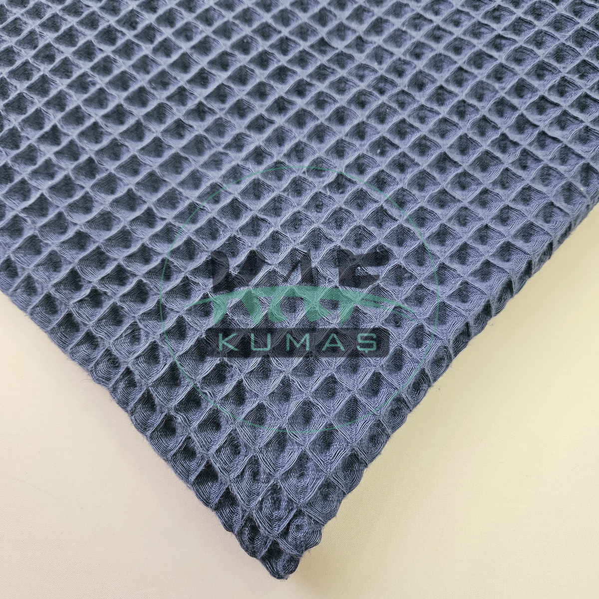 Büyük Kareli Waffle Pike Kumaş | Kumaş Eni: 140 cm | BW-36 İndigo Mavi