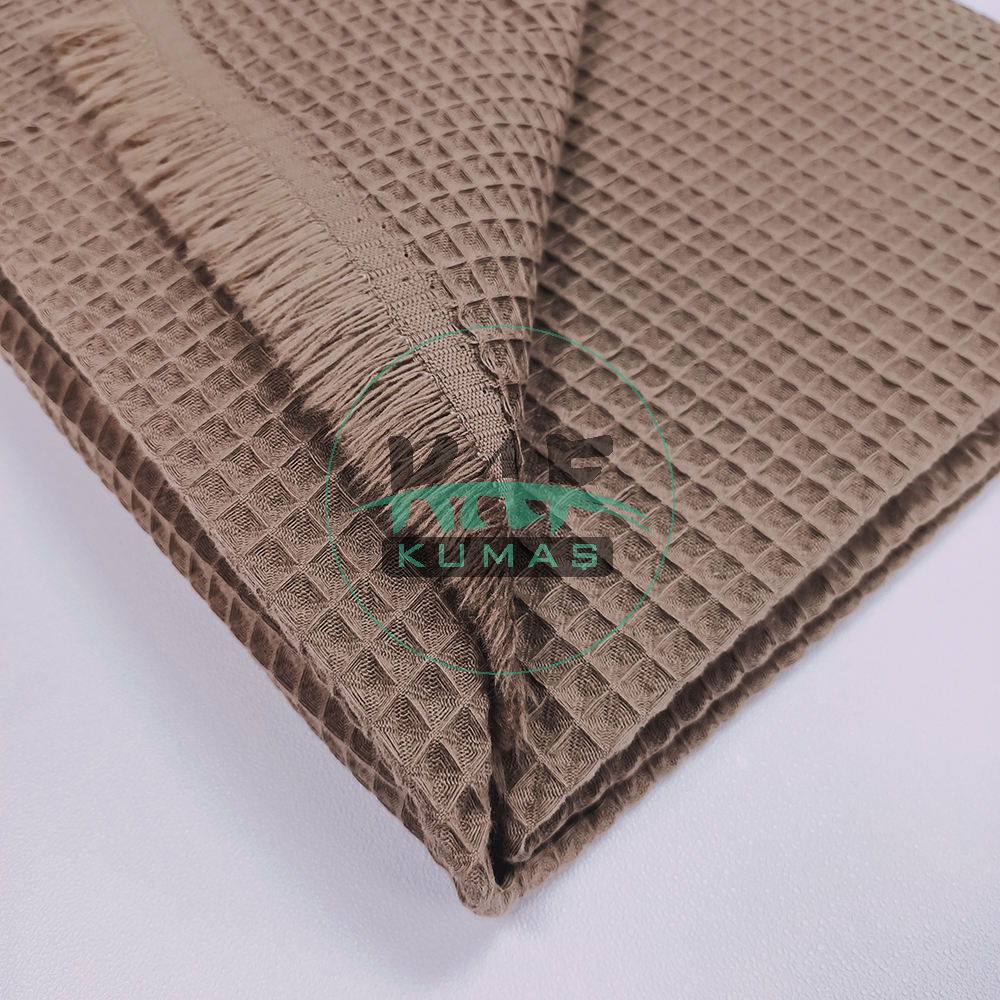 Waffle Pike Kumaş | 100% Pamuk | W-48 Koyu Kahverengi