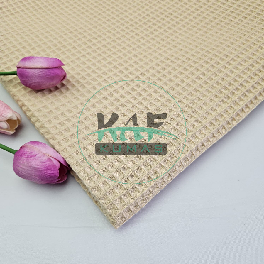 Waffle Pike Kumaş | 100% Pamuk | W-55 Sıcak Kum Beji