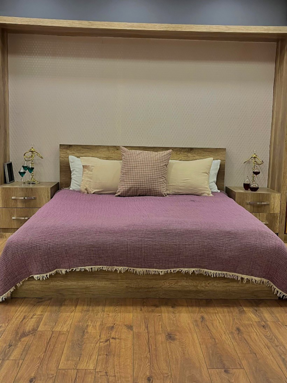 7 Katlı Mor Çift Taraflı Dolgulu Çift Kişilik Müslin Battaniye | 230 x 240 cm